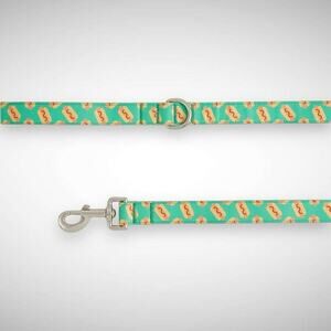 Top Paw Hot Dog Graphic Nylon‎ Dog Leash 4 FT Green D-Ring Handle Standard